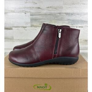 Noat womens 10 narrow wanaka burgundy leather ankle boot bootie new zip